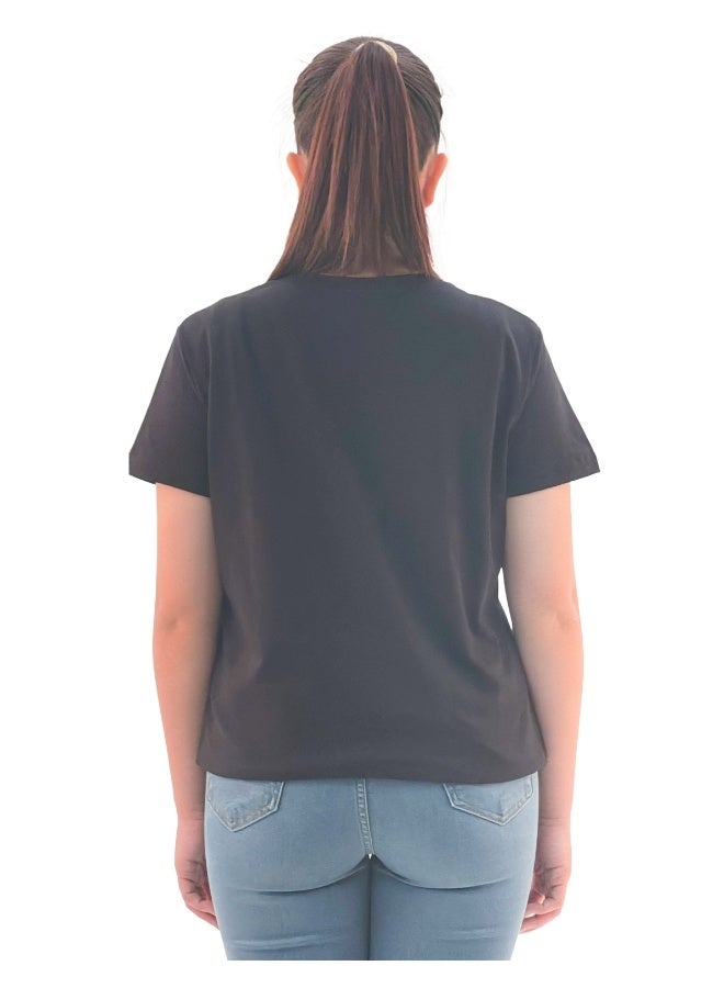 JOANNA تي شيرت نسائي بطباعة سيدة حزينة جواانا W203016 - أسود - M - Image 3