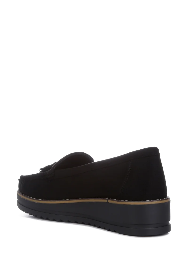 London Rag Daiki Platform Lug Sole Tassel Loafers In Black