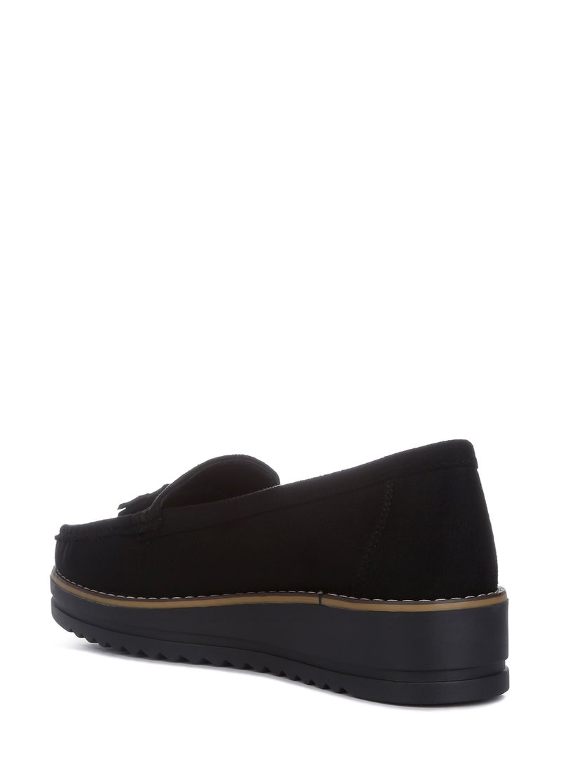 London Rag Daiki Platform Lug Sole Tassel Loafers In Black  - Image 3