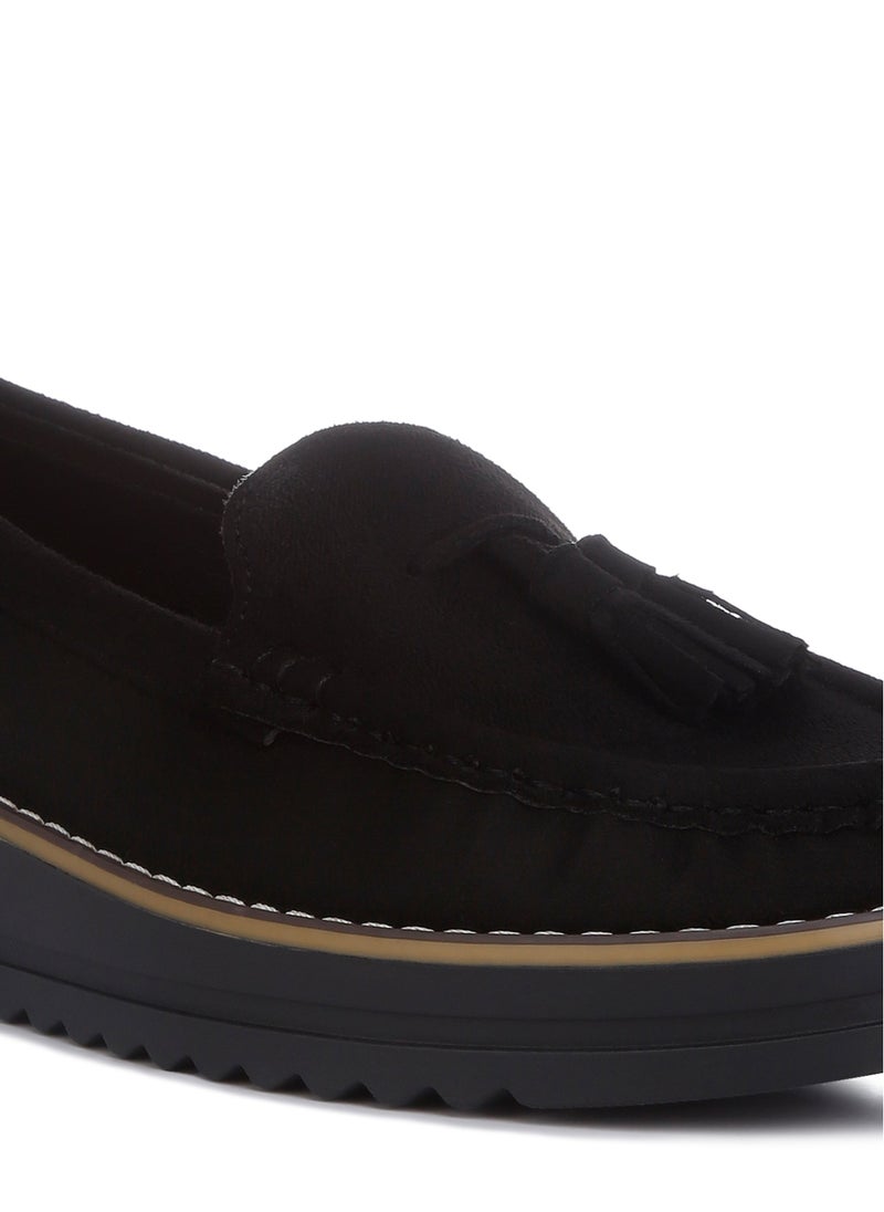 London Rag Daiki Platform Lug Sole Tassel Loafers In Black  - Image 5