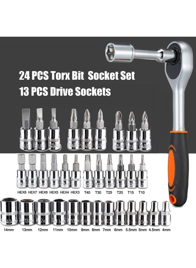 RUNICHA FASHION 46 In 1 Pcs Screwdriver and Socket Set Hand Tool Kit MultiPurpose 46 Pcs Combination Tool Kit and Case Precision Socket  - Image 4