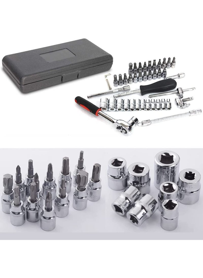 RUNICHA FASHION 46 In 1 Pcs Screwdriver and Socket Set Hand Tool Kit MultiPurpose 46 Pcs Combination Tool Kit and Case Precision Socket  - Image 5