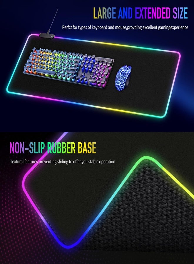لوحة ماوس ألعاب كبيرة بإضاءة RGB - 15 وضع إضاءة، تحكم باللمس، وسادة لوحة مفاتيح كمبيوتر ناعمة ممتدة، قاعدة مطاطية مانعة للانزلاق، مثالية للاعبين المحترفين في الرياضات الإلكترونية، 31.5 × 11.8 (RGB) - Image 4