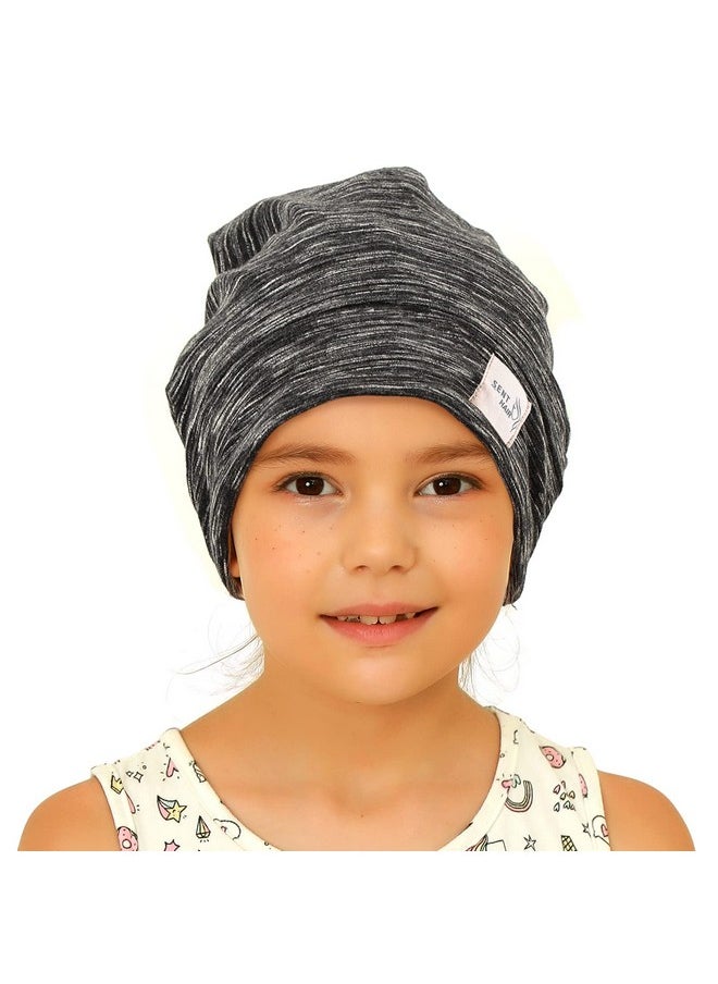 sent hair Kids Satin Lined Bonnet Silk Slouchy Beanie For Natural Hair Adjustable Sleep Bonnet Slap Cap For Kids/Child/Teens (410 Years Oldblack)  - Image 1