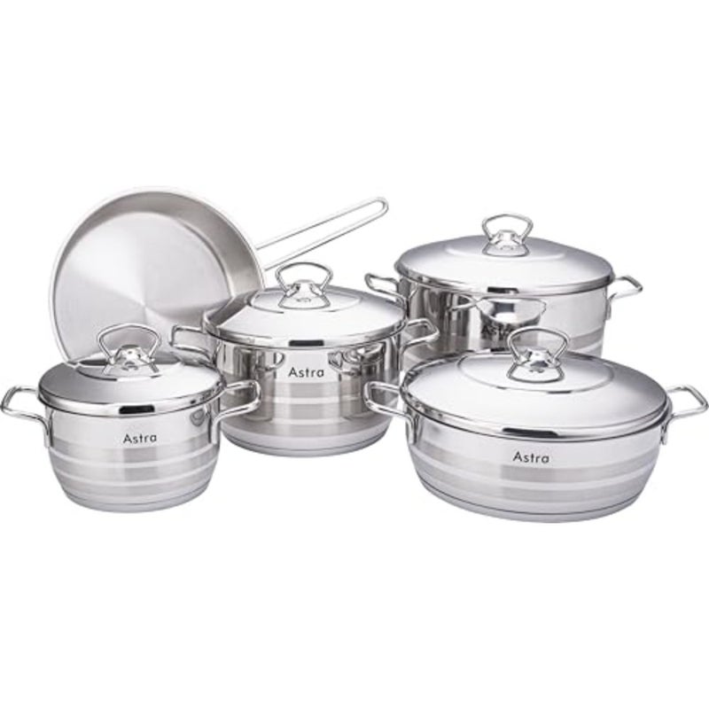 Astre Cookware 9-Pieces Set, Silver - Image 1