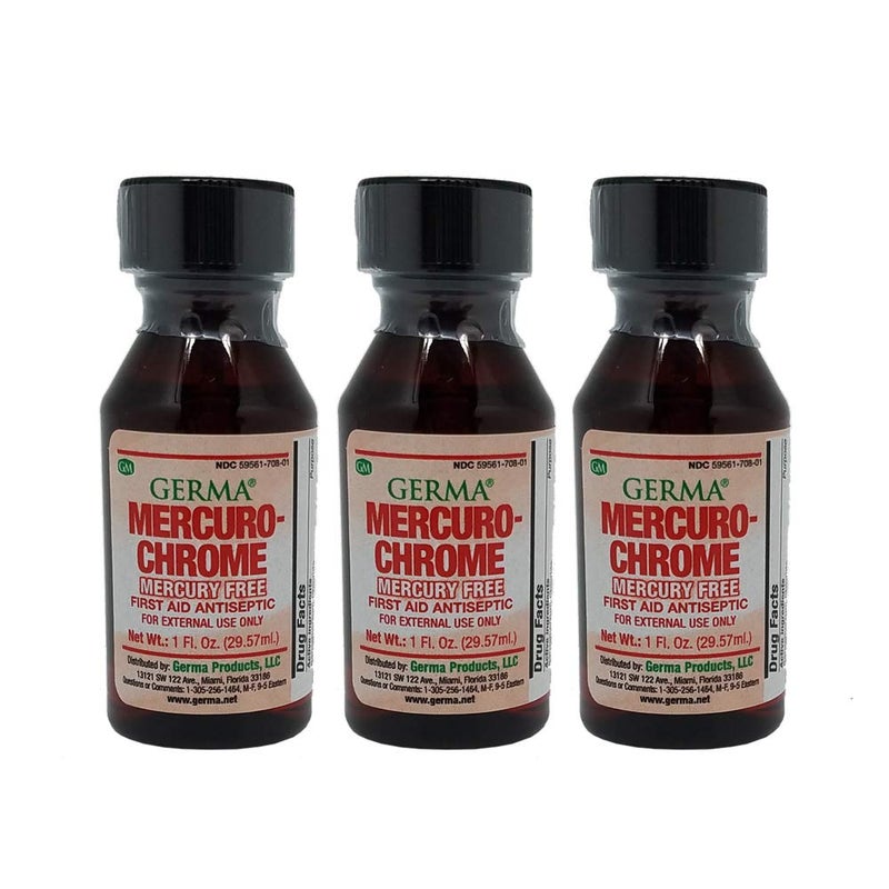Germa جيرما ميركوركروم مطهر 1 أونصة لمنع العدوى في الجروح والخدوش والحروق كمية-3 - Image 1