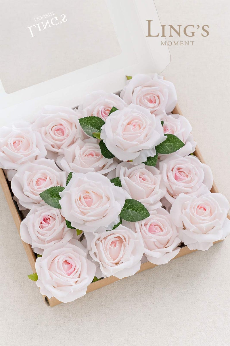 Ling's moment Ling's Moment Artificial Silk Flowers  16pcs Faux Pure White Roses with Stems  3.5"" Fake Ivory Flowers Bulk for DIY Wedding Bouquets Centerpieces Party Baby Shower Home Decoration  - Image 4