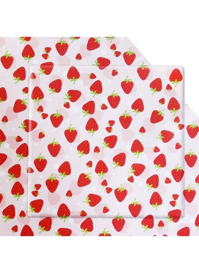 AirCool - Strawberry Wrapping Paper 7 Sheets Strawberry Party Gift Wrapping Paper Folded Flat 28 X 20 Inch Cute Sweet Strawberries Fruity Design Gift Paper For Holiday Wedding Baby Shower Birthday Party - Image 1