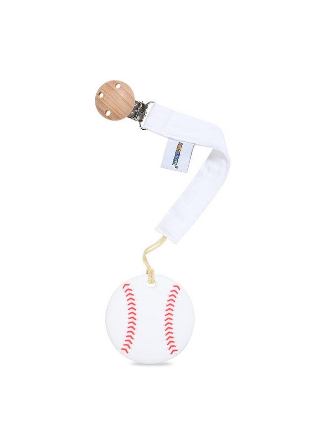 AmazingM Baby Food Grade Silicone Sports Shape Teether Toy With Pacifier Clip Holderteething Pain Relief Toys Gift Set For 3 Months+ Boys And Girlsfreezer Safebpa Free (Baseball) - Image 2