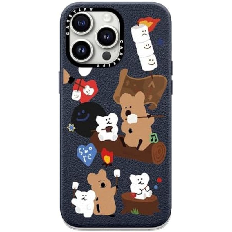 Casetify Pebbled iPhone 15 Pro Max Case 【Textured / 4.9ft Drop Protection/Compatible with Magsafe】 - Cute Prints - S'More ! - Navy Blue - Image 3