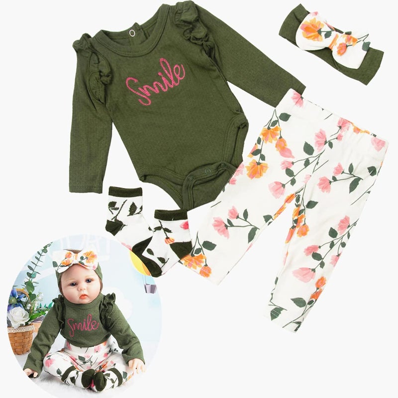 Pedolltree Reborn Dolls Clothes 24 Inches Accessories Outfits 4pcs for 22 24 Reborn Baby Girl Dolls Newborn Baby Doll Clothes - Image 3