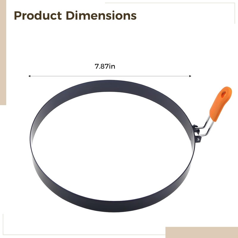 Steel Stainless Nonstick 8-Inch Omelette Large Rings 4 Pcs, Griddle for Handle Silicone with, Eggs, Ideal Burgers and Pancakes for Clean Easy - Image 3
