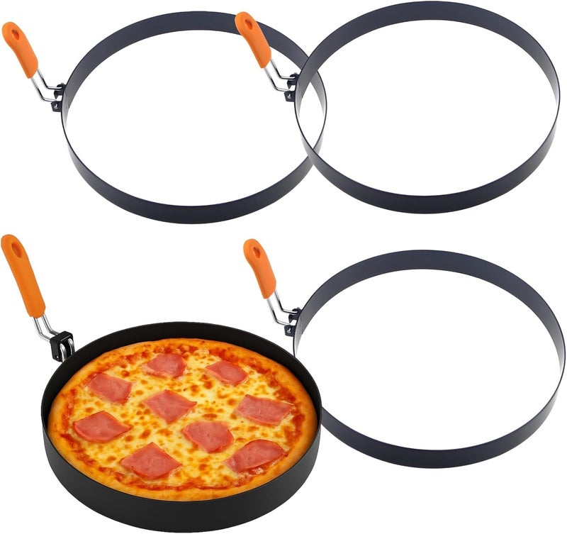 Steel Stainless Nonstick 8-Inch Omelette Large Rings 4 Pcs, Griddle for Handle Silicone with, Eggs, Ideal Burgers and Pancakes for Clean Easy - Image 1