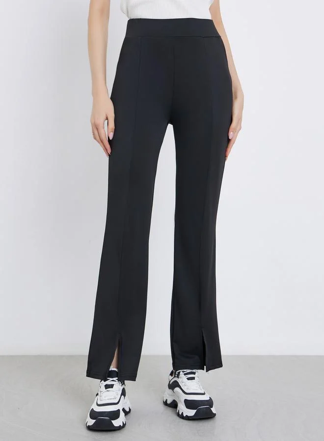 Take Two Take Two Black Plain Flared Leggings