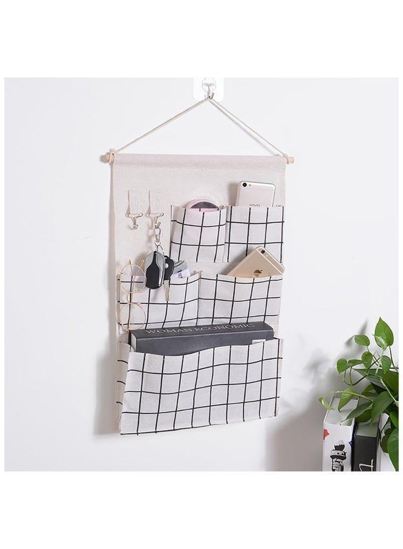 NANAO مجموعة من 2 قطعة من جيوب الحائط البيضاء المعلقة - حامل مجلات من القماش للتعليق على الباب والجدار - سلال تخزين زخرفية لغرفة النوم، الحمام - Image 2