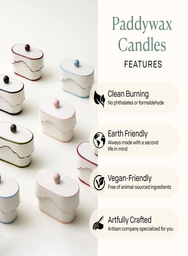 Paddywax CHÉRIE Ceramic Dish Candle, Soy Wax Candle, Poured with Love Ceramic Jar with Scalloped Lid, Reusable Vessel, 5.5 oz, Smoked Pistachio - Image 5