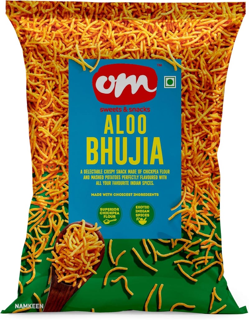 OM Sweets OM Aloo Bhujia 200gm - Crispy Chickpea Snack - Image 3
