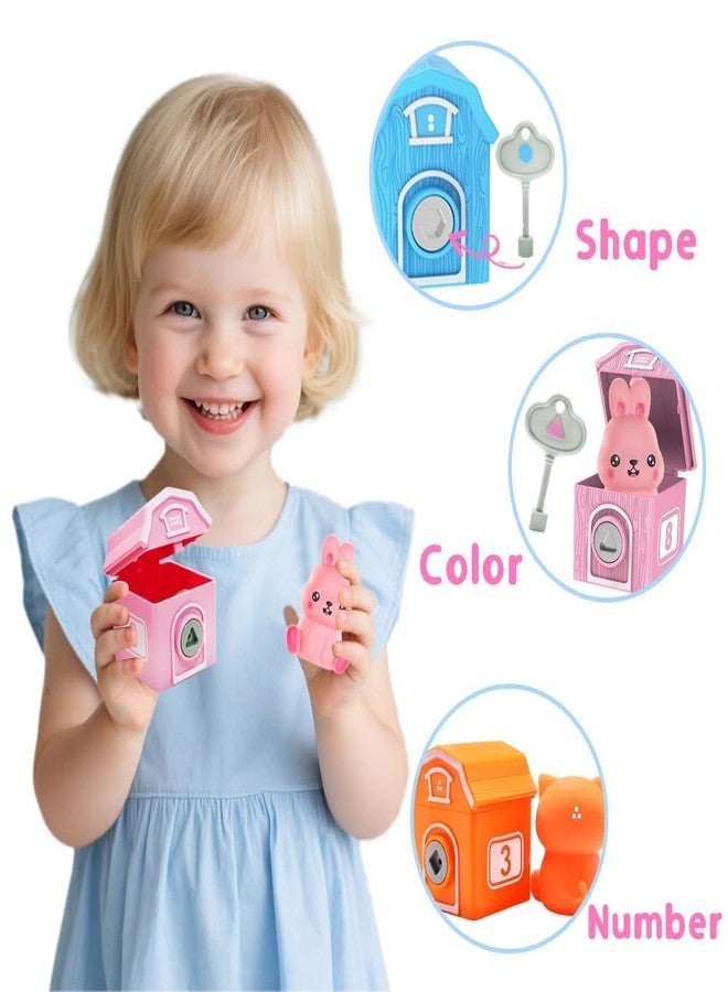 Kimicare Learning Montessori Toys for Toddlers 1 2 3 Years Old, Sensory Farm Animals Train Toys with 10 Finger Puppets 1 Farmer, Counting Matching Sorting Barns with Keys, Educational Gift for Boys Girls - Image 2