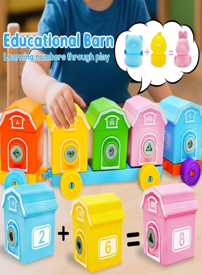 Kimicare Learning Montessori Toys for Toddlers 1 2 3 Years Old, Sensory Farm Animals Train Toys with 10 Finger Puppets 1 Farmer, Counting Matching Sorting Barns with Keys, Educational Gift for Boys Girls - Image 3