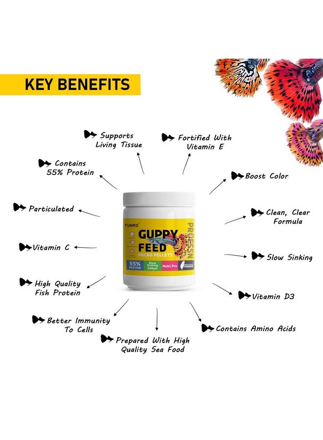 طعام سمك الجوبي من توناي يحتوي على 55% بروتين | 40 جرام | 600 ميكرون - حبيبات دقيقة عائمة | تعزيز لون الذيل المضمون لأسماك الجوبي، تركيبة تايوانية - Image 2