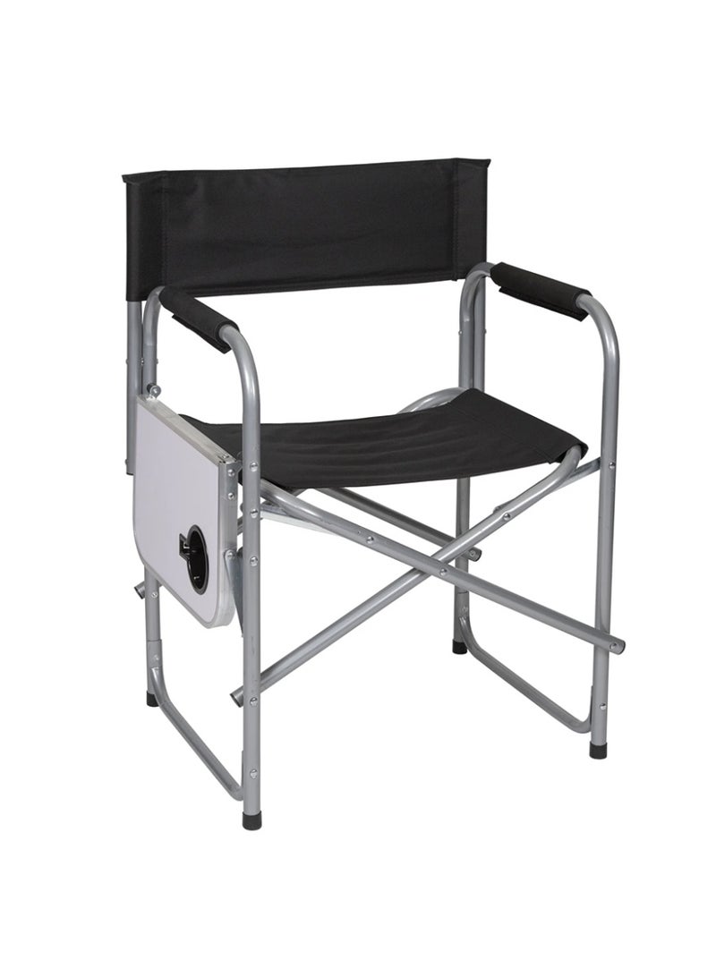 Cady One Folding Camping Chair with Side Table & Cup Holder, Black – Aluminum Frame, Canvas Seat - Image 2