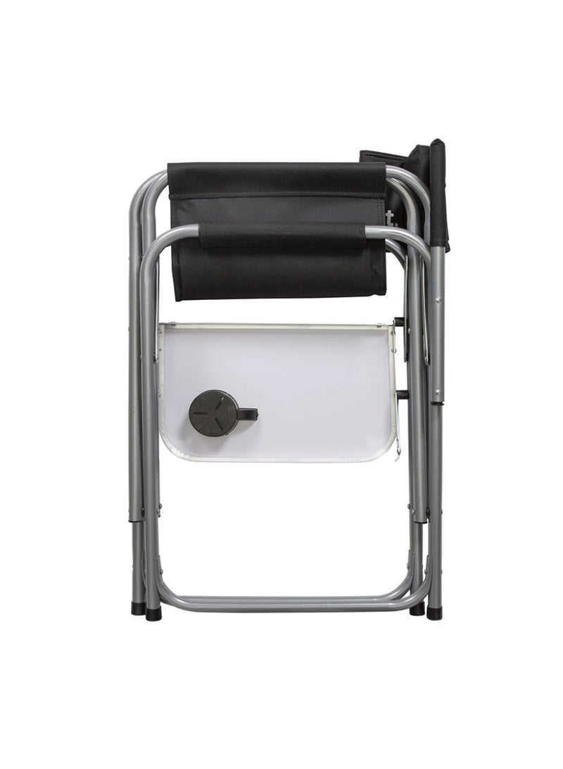 Cady One Folding Camping Chair with Side Table & Cup Holder, Black – Aluminum Frame, Canvas Seat - Image 3