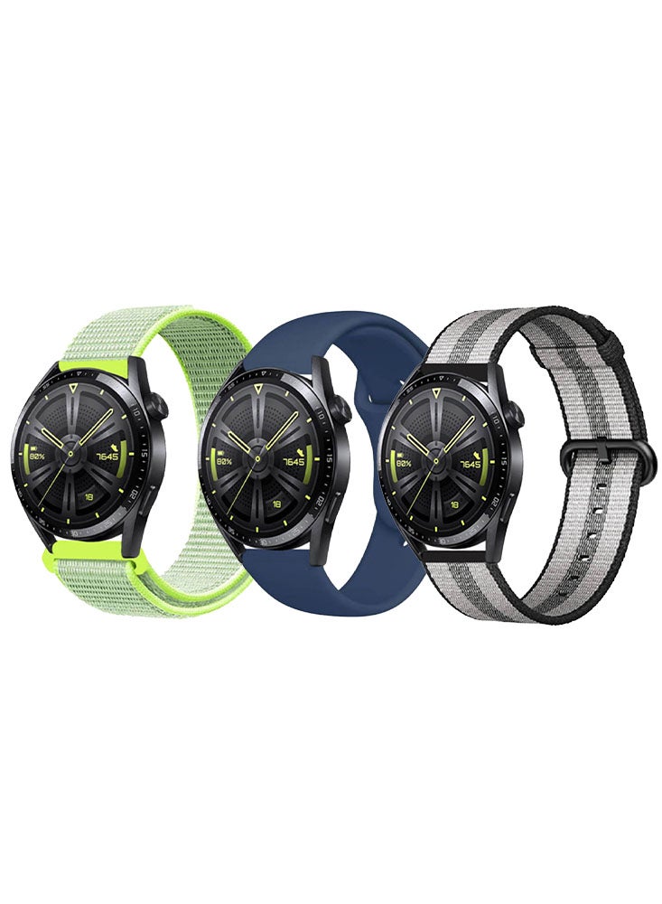 Perfii 3pcs Watchband Bundle Compatible with all Samsung, Huawei, Amazfit, Fitbit and Honor with 22mm band size - Image 1