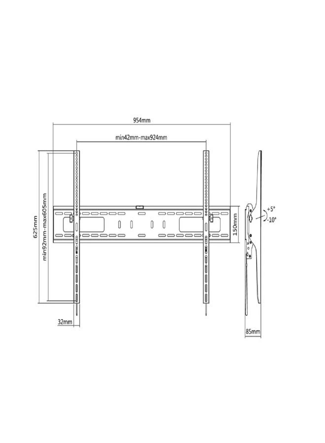 Skill Tech SH 96T Heavy-Duty Tilt TV Wall Mount for 60-100 Inch Screens, VESA 900x600, Wall Profile 85mm, Max Load 75kg – Black - Image 3