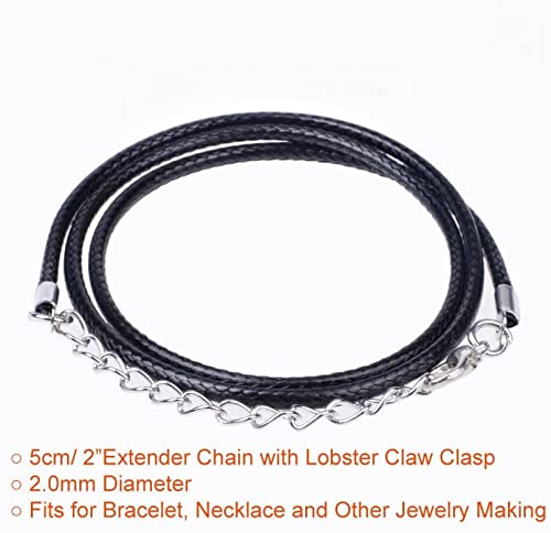 DIY Crafts 2 Pcs, Black, 2 Pcs, Black, Waxed Necklace Cord with Lobster Clasp Bulk for Bracelet Making Necklaces Jewelry Making Suppli (2 Pcs, Black) - Image 2
