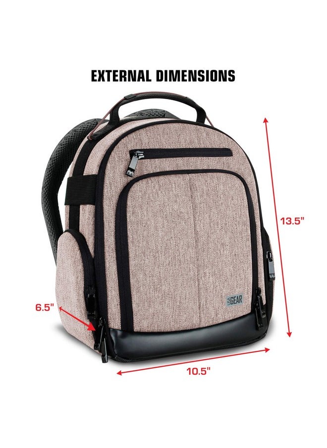 USA Gear Portable Camera Backpack For Dslr (Brown) With Customizable Accessory Dividers Weather Resistant Bottom And Comfortable Back Support Compatible With Canon Nikon And More  - Image 4
