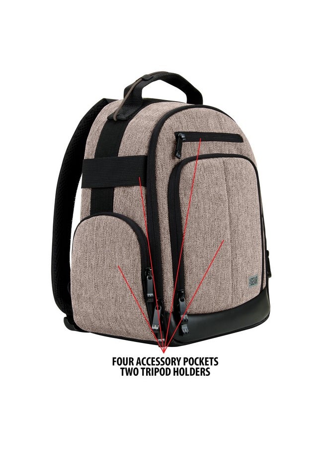 USA Gear Portable Camera Backpack For Dslr (Brown) With Customizable Accessory Dividers Weather Resistant Bottom And Comfortable Back Support Compatible With Canon Nikon And More  - Image 5