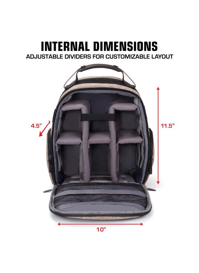 USA Gear Portable Camera Backpack For Dslr (Brown) With Customizable Accessory Dividers Weather Resistant Bottom And Comfortable Back Support Compatible With Canon Nikon And More  - Image 3