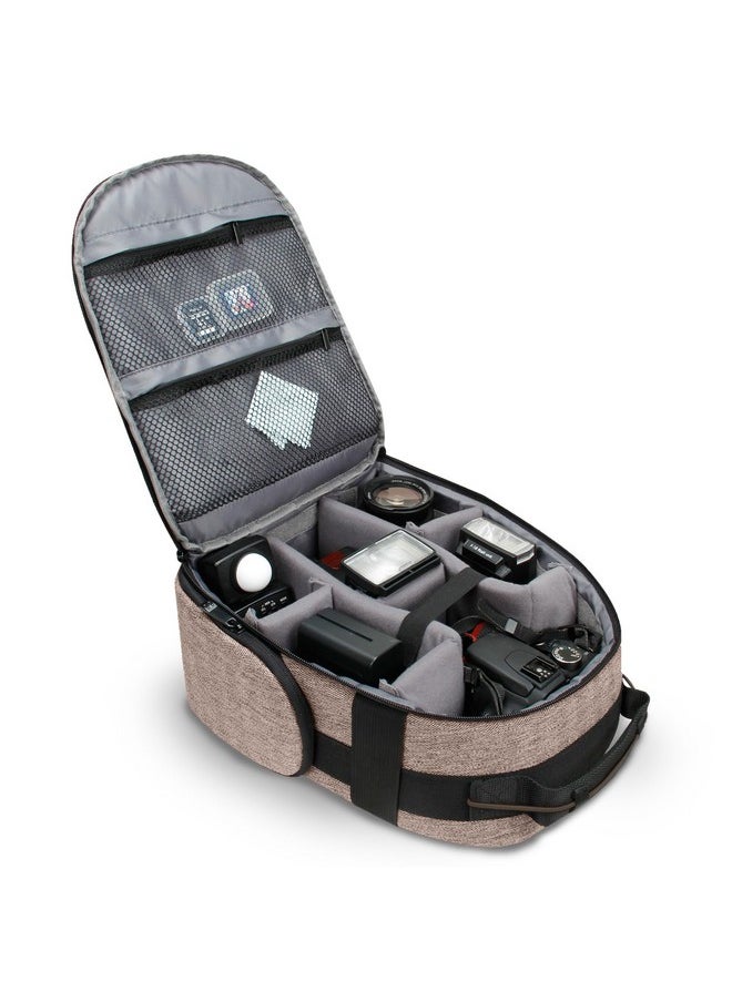 USA Gear Portable Camera Backpack For Dslr (Brown) With Customizable Accessory Dividers Weather Resistant Bottom And Comfortable Back Support Compatible With Canon Nikon And More  - Image 2