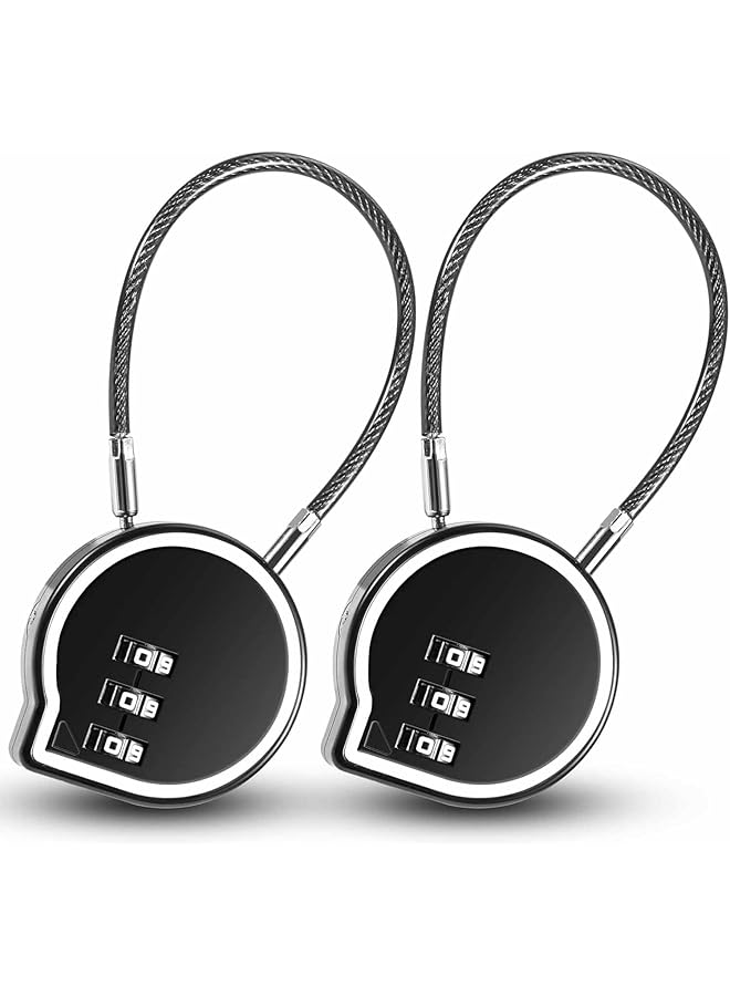 PROMASS 2 Pack Lockers with Combination, Robust 3-digit Combination Lock, Cable Lock for Cabinet Lock, Zinc Alloy Padlocks