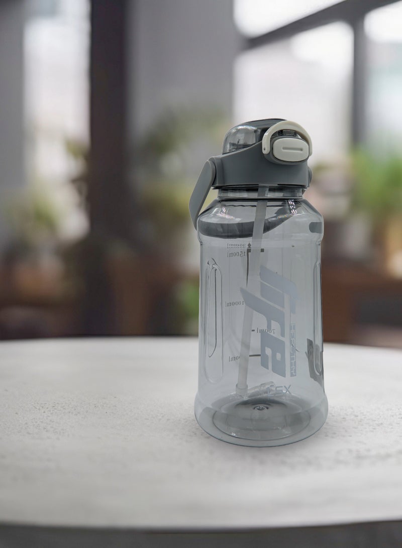 Generic Premium 2.0L Water Bottle with White Typography (Detachable Straw)  - Image 3