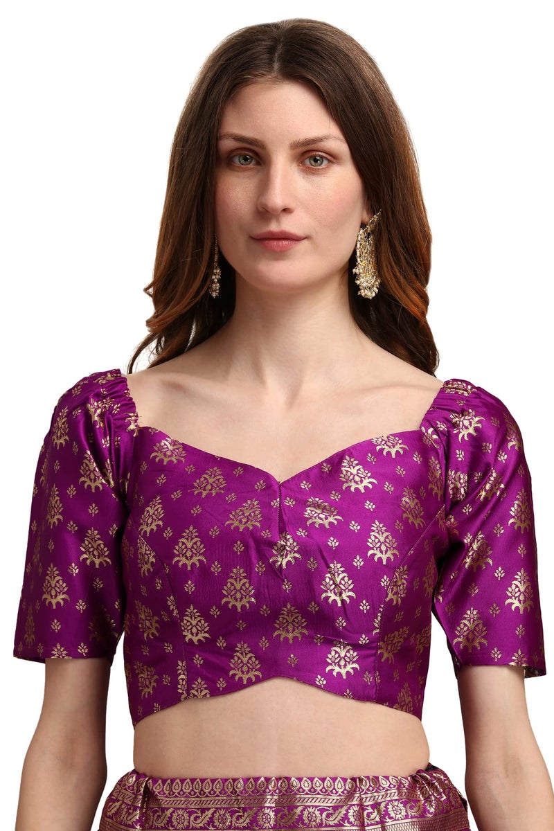 PURVAJA Women's Jacquard Semi-Stitched Lehenga choli (Trisha-Wine_Wine_Free Size) - Image 5