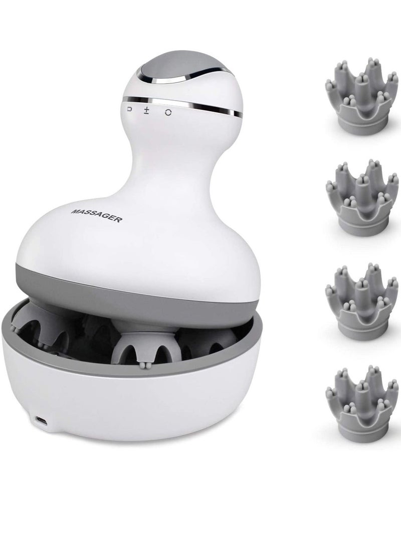 Generic Electric Scalp Massager Portable Handheld Head Massager Scratcher with 4 Heads Deep Tissue Kneading 84 Nodes for Stimulating Hair Growth Stress Release Full Body Massage  - Image 1