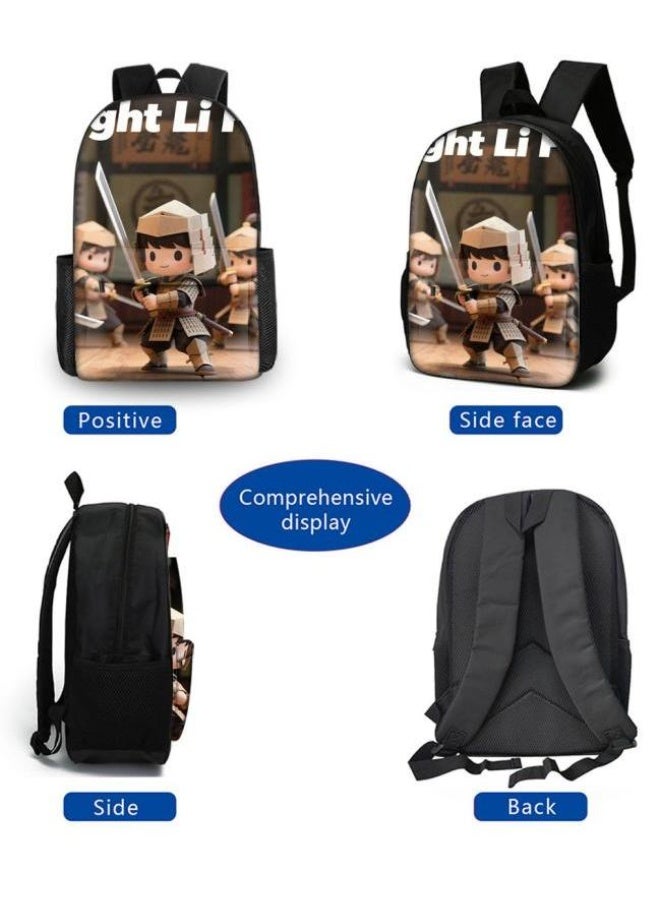 Bright Li Fire Three-piece set of cartoon bags, easily cope with various occasions (students, children, friends' outings, mountain climbing, schooling, etc.) | Backpack + hand-held + stationery bag | School season/holiday gifts - 114 - Image 3