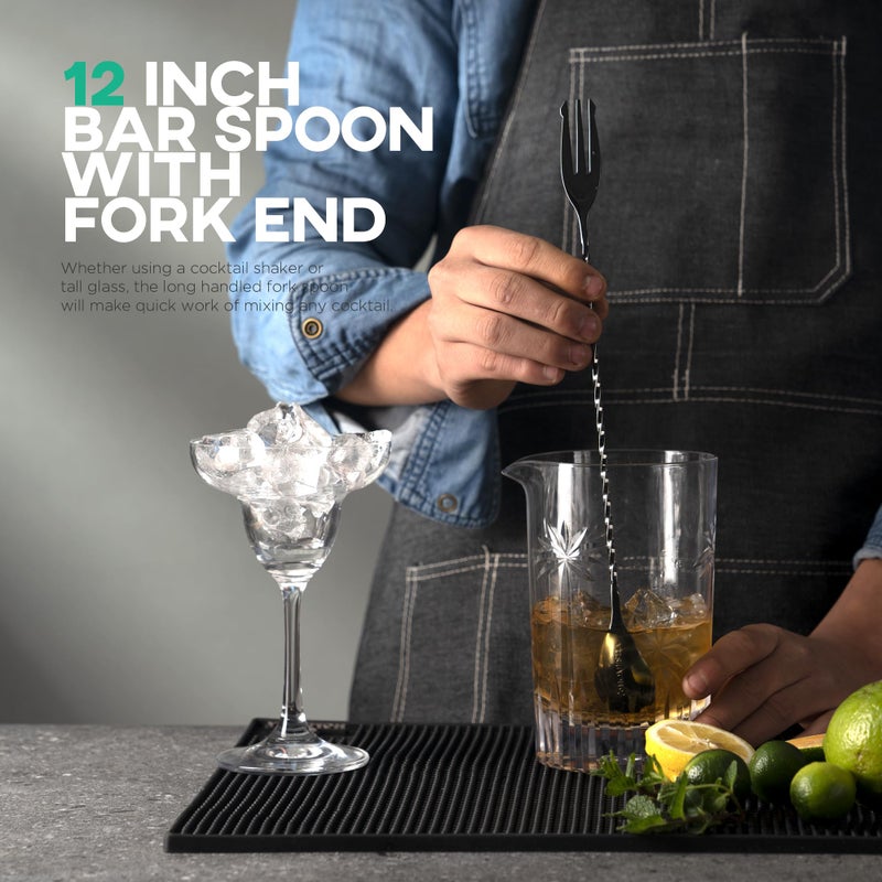 Homestia Homestia Muddler & Spoon Set for Cocktails, 304 Stainless Steel 10" Bar Muddler, 12" Cocktail Spoon, 1 oz 2 oz Jigger, 3 PCS Cocktail Set for Margaritas, Mojitos and Fruit Drinks Bar Tool Set Black  - Image 5