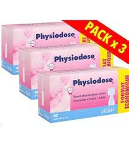 Physiodose Physiodose Physiological Serum  3 Boxes of 40 Single Doses 40 Count Pack of 3