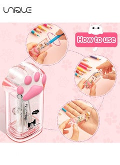 يونيك مبراة قلم رصاص ، 2 قطعة لطيف القط باو قلم رصاص مبراة Kawaii دليل أقلام الرصاص مبراة أطفال القط مخلب قلم رصاص مبراة القرطاسية مع غطاء للمكتب المنزل اللوازم المدرسية ، الوردي والرمادي  - Image 3