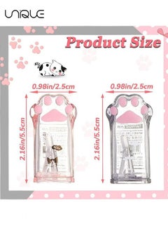 يونيك مبراة قلم رصاص ، 2 قطعة لطيف القط باو قلم رصاص مبراة Kawaii دليل أقلام الرصاص مبراة أطفال القط مخلب قلم رصاص مبراة القرطاسية مع غطاء للمكتب المنزل اللوازم المدرسية ، الوردي والرمادي  - Image 2
