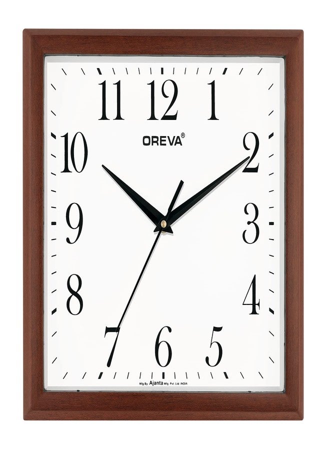 OREVA Plastic Sqaure Shape Simple Wall Clock (27.5 x 4.3 x 27.5 cm, D Wood, AQ-6417)