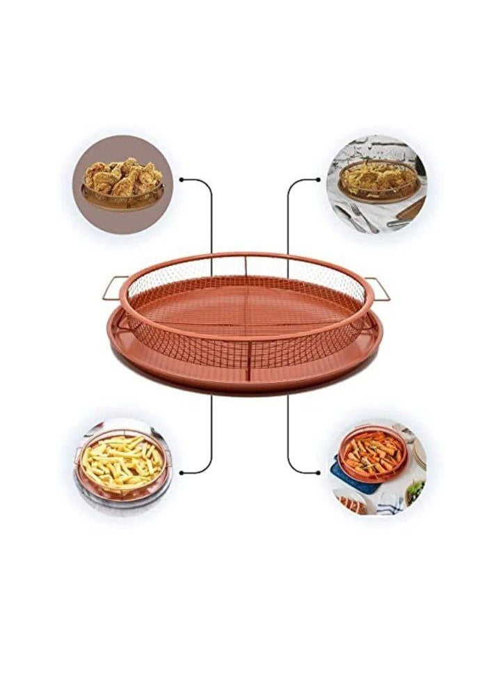 2-in-1 Round Frying and Draining Tray – Large Size for Frying, Oven Use, and Serving  Rg - Image 1