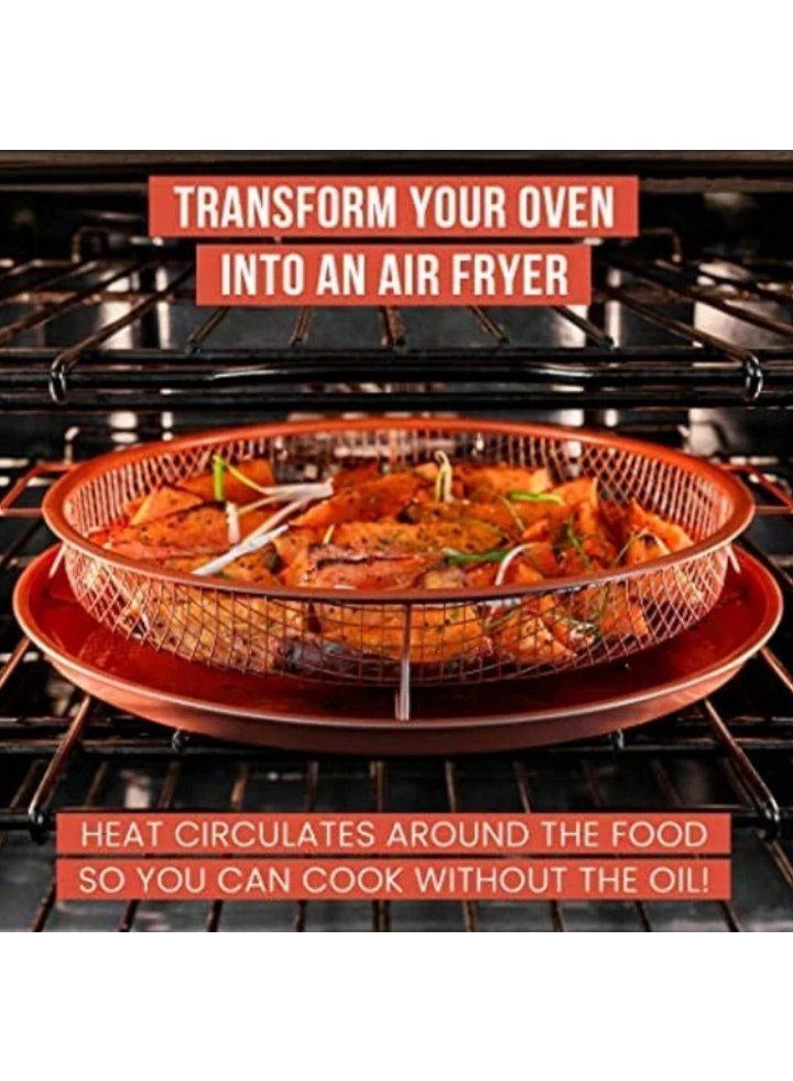 2-in-1 Round Frying and Draining Tray – Large Size for Frying, Oven Use, and Serving  Rg - Image 3