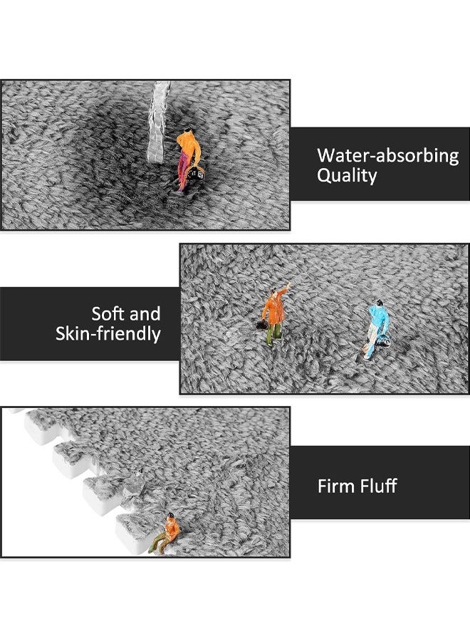 Thickened Foam Interlocking Floor Mat Fluffy Plush Interlocking Foam Tiles Soft Anti-Slip Puzzle Area Square Rug Playmat for Children Room Bedroom Home Playroom Decoration  - Image 4