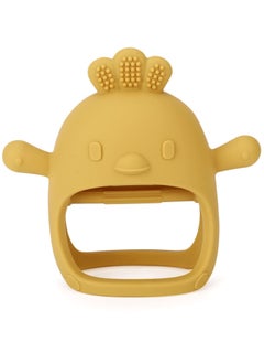 Arabest Silicone Baby Teether Toy for Infants 3+ Months, BPA Free Anti-Drop Silicone Mitten Teething Toy for Soothing Sore Gums Yellow  - Image 1