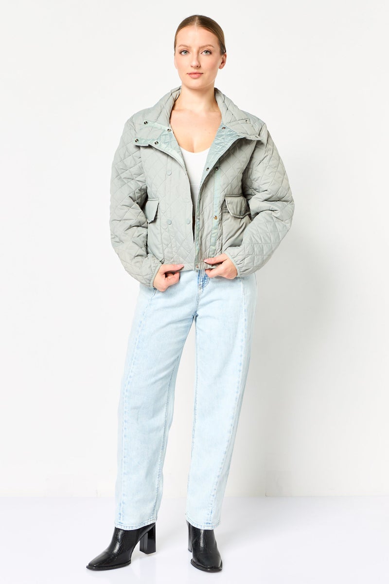 Andrew Marc Women Quilted Puffer Jacket, Grey - Image 2