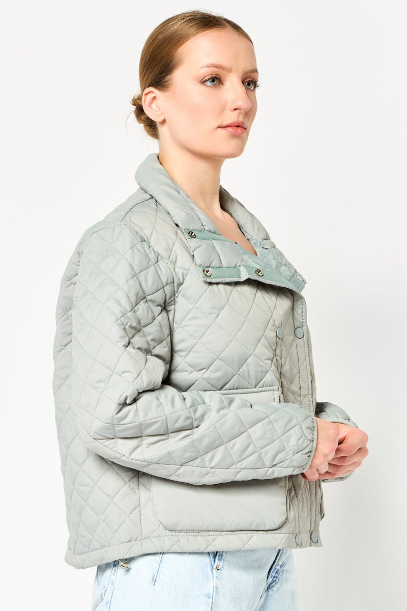 Andrew Marc Women Quilted Puffer Jacket, Grey - Image 3