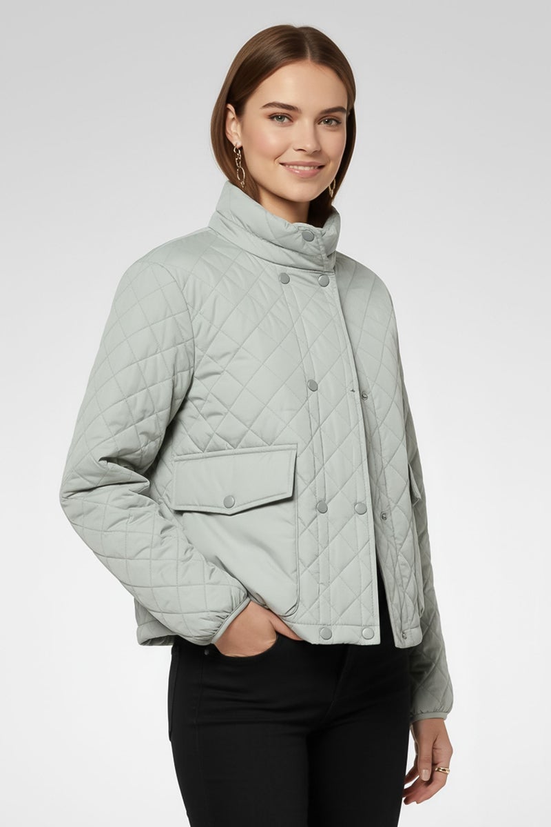Andrew Marc Women Quilted Puffer Jacket, Grey - Image 1